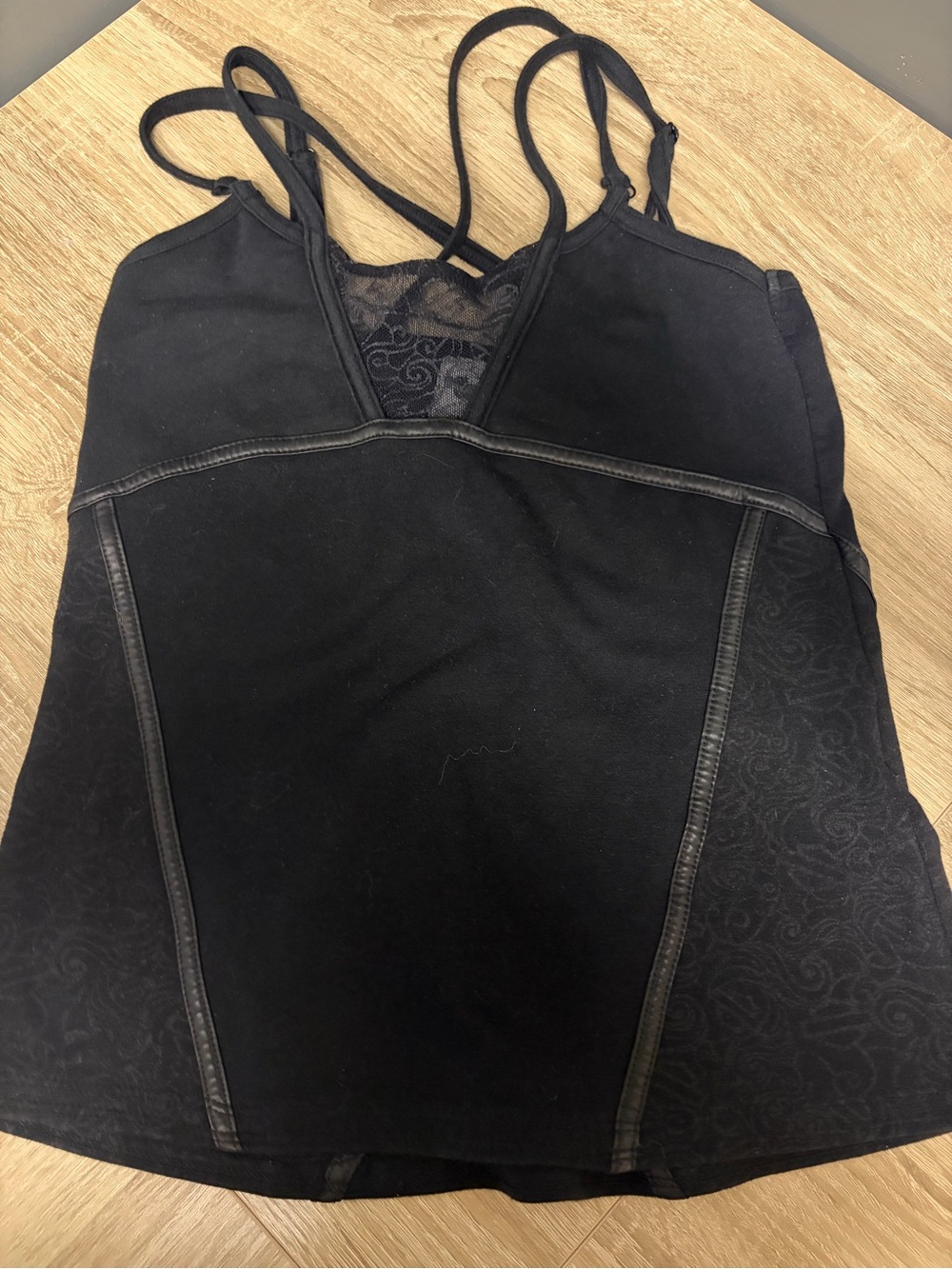 Vintage Harley-Davidson Black Lace-Trim Strappy Camisole